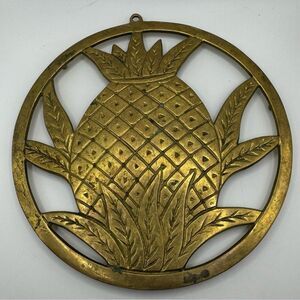 Vintage Gatco Brass Pineapple Trivet Mid Century Tropical Decor